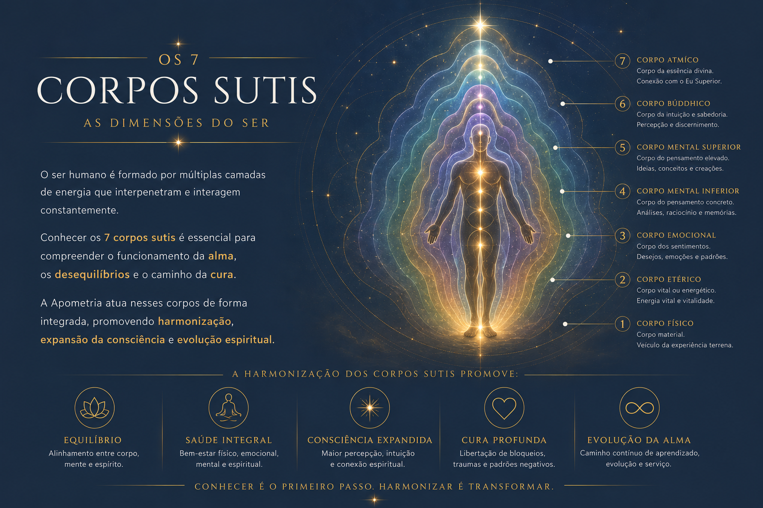 Imagem explicativa sobre os 7 Corpos Sutis